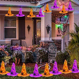 Twinkle Star Halloween Decorations 8 Pcs Lighted Hanging Witch Hats, 14ft 56 LEDs Halloween Indoor Outdoor Remote Control String Lights, Battery Powered with 8 Lighting Modes for Garden, Yard, Tree - Glow-Paradise