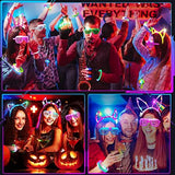 Light Up Birthday Halloween Party Supplies - 65 Pack Glow In The Dark Neon Disc LED Party Favors Toys for Adults Kids, 5 LED Flashing Glasses 5 Headbands 10 Bracelets 5 Necklaces 40 Finger Lights - Glow-Paradise