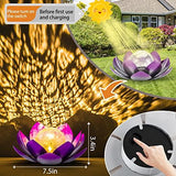 Solar Light Outdoor(2Pack), Art Crackle Globe Glass Lotus Decoration, Solar LED Waterproof Purple Metal Flower Lights for Patio,Lawn,Walkway,Tabletop - Glow-Paradise