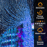 Curtain Lights 200 LED Curtain String Lights 6.56x6.56FT USB Powered Fairy String Hanging Light with Remote 8 Light Modes Backdrop Light for Indoor Outdoor Wedding Bedroom Window Party Christmas Decor - Glow-Paradise