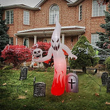 MRTREUP 8.5 Ft Halloween Inflatables Scary Ghost Blow Up Yard Decoration, Halloween Large Inflatable Red Fire Ghost Outdoor Decoration with Build in LEDs Lights Built-in Yard, Garden Lawn Decoration - Glow-Paradise