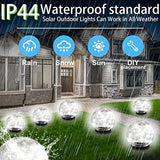 Garden Solar Lights Outdoor, 2 Pack Crack Glass Ball Solar Ground Lights, Waterproof 40 LED Solar Patio Lights for Walkway Garden, Yard, Lawm, Outdoor Decoration (White, 4.7 Inch) - Glow-Paradise