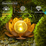 AIINY Solar Light Outdoor(2Pack), Art Crackle Globe Glass Lotus Decoration, Solar LED Waterproof Metal Flower Lights for Patio,Lawn,Walkway,Tabletop - Glow-Paradise