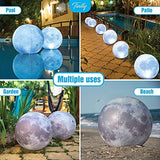 TIALLY Full Moon Floating Pool Lights Solar Powered - 14" Inflatable Solar Pool Lights That Float - Waterproof Light up Pool Floats for Pool Party Decorations - Pool Gifts for Pool Owners (2 Pack) - Glow-Paradise