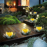 Huaxu Solar Lights Outdoor Garden Decor , Amber Crackle Globe Glass Lotus Decoration,Waterproof Gray Metal Flower Light for Patio,Lawn,Walkway,Tabletop,Ground - Glow-Paradise