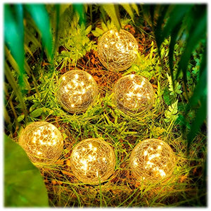 Garden Solar Lights Outdoor Globe Light Cracked Glass Ball Yard Decor Waterproof Warm White Led Solar Light Decorative Solar Ball Garden Decor for Backyard Lawn Ornament (6, 3.9 Inch) - Glow-Paradise