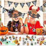 Halloween Party Favors Kids Toys - 82 PCS Halloween Glow In The Dark Party Supplies, 50 Rings + 20 Brooches + 6 LED Necklaces + 6 Flash Bracelets, Halloween Goodie Bag Fillers Kids Party Decorations - Glow-Paradise