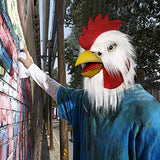 Molezu Rooster Mask,Halloween Novelty Costume Party Latex Animal head Mask Chicken Cock Cosplay Props,White (A) (A) - Glow-Paradise
