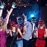 Halloween Scary Mask with LED Gloves Kit Cosplay, LED Costume Mask EL Wire Light Up Mask for Halloween Costume Festival Cosplay,Music Festival Parties (Blue) - Glow-Paradise