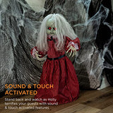 Best Choice Products Animatronic Roaming Creepy Doll Halloween Decoration, Haunted Holly Sound Activated Holiday Prop w/ Light-Up LED Eyes, Pre-Recorded Phrases - Glow-Paradise