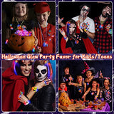 80 Pcs LED Halloween Party Favors for Kids Adults, Glow in the Dark Halloween Party Supplies Halloween Treats Goodies Bag 50 Flash Rings 6 Light up Spin Necklaces 6 Bracelets 6 Hair Lights 12 Brooches - Glow-Paradise