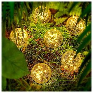Garden Solar Lights Outdoor Globe Light Cracked Glass Ball Yard Decor Waterproof Warm White Led Solar Light Decorative Solar Ball Garden Decor for Backyard Lawn Ornament (8, 3.9 Inch) - Glow-Paradise