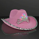 LED Pink Felt Cowboy Hat (Pink Color, 1 Quantity Per Pack) - Glow-Paradise