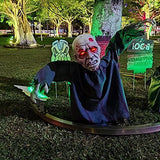 FUSPWEAO Scary Halloween Decorations Outdoor Zombie, Animated Zombie Halloween Decorations, Creepy Moving Halloween Groundbreaker, Motion Activated Halloween Props with Glowing Eyes Creepy Sound - Glow-Paradise