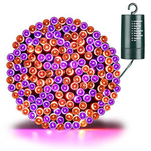 iBaycon Orange and Purple Halloween Lights, Battery Operated 66ft 200 LED Orange+Purple String Lights Waterproof Halloween Lights with 8 Modes & Timer for Halloween Decorations（Orange+Purple） - Glow-Paradise