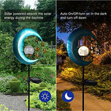 EPROSMIN Solar Outdoor Garden Lights - Solar Powered Pathway Lights Outdoor Decorative Lights Waterproof Crackle Glass Globe Led Landscape Lighting for Pathway,Yard,Lawn,Patio Stars Moon - Glow-Paradise