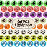 Shemira 64pcs Glow in The Dark Bouncing Balls,8 Halloween Theme Designs Bouncy Toys Balls, Halloween Party Favor Supplies, Trick or Treating Goodie, Halloween Miniatures,School Classroom Game Rewards - Glow-Paradise