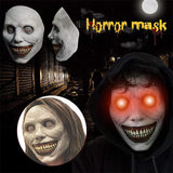 2 Pack Creepy Halloween Mask Eyes Glow,Smiling Demons Terror Ghost Dance Party Mask,Cosplay Props Scary Halloween Costume Party Props Grey-white mask - Glow-Paradise