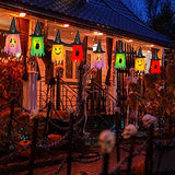 Twinkle Star Halloween 8 Pcs Lighted Hanging Witch Ghost Hats Decorations, Halloween Indoor Outdoor Remote Control String Lights 8 Lighting Modes, Glowing Witch Hat for Garden, Yard, Tree - Glow-Paradise