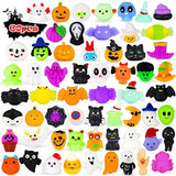 Halloween Mochi Squishy Toys for Kids 60PCS Party Favors Halloween Treat Goody Bags Filler Gifts Pumpkin Ghost Spider Squishies Halloween Toys Halloween Decorations Stress Relief Toys for Adults - Glow-Paradise
