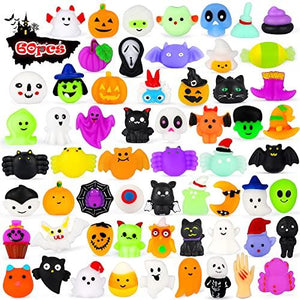 Halloween Mochi Squishy Toys for Kids 60PCS Party Favors Halloween Treat Goody Bags Filler Gifts Pumpkin Ghost Spider Squishies Halloween Toys Halloween Decorations Stress Relief Toys for Adults - Glow-Paradise