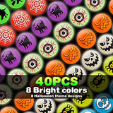 40 Glow in The Dark Bouncing Balls,8 Halloween Theme Designs, Halloween Party Favor Supplies, Trick or Treating Goodie Bag Filler, School Classroom Game Rewards, Halloween Miniatures (with Pouch Bag) - Glow-Paradise
