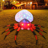GOOSH 4 FT Width Halloween Inflatable Outdoor Red Legged Spider with Magic Light, Blow Up Yard Decoration Clearance with LED Lights Built-in for Holiday/Party/Yard/Garden - Glow-Paradise
