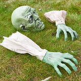 Prextex Halloween Zombie Face & Arms Lawn Stakes Groundbreaker Decoration - The Best Outdoor Graveyard Decoration for Halloween - Glow-Paradise