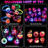 Mosoan Halloween Party Favors Toys for Kids 38 Pieces Halloween Led Light Up Ring Necklaces Bracelets Brooch - Light Up Halloween Toys Glow in the Dark Party Supplies Halloween Goodie Bag Fillers Halloween Prizes Game Toys - Glow-Paradise