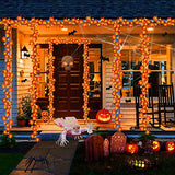 3 Pack Fall Garland with Pumpkin Lights & Enlarged Maple Fall String Lights Halloween Pumpkins Lights, 30Ft 60LED Waterproof Battery Operated Fall Decorations Home Indoor Outdoor Thanksgiving Decor - Glow-Paradise