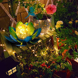 Garden Solar Lights Decorative, Crackle Globe Glass Lotus Flower with Fairy Decor, Mother's Day Gifts Metal Lotus Lamp for Garden Patio Lawn Walkway Tabletop(Warm White) - Glow-Paradise