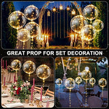 10 Pcs Bobo Balloons, 10 Pcs String LED Light up Balloons with Clear Balloons for Helium Tank Birthday Party Wedding House Decorations, Warm White - Glow-Paradise