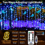 Curtain Lights 200 LED Curtain String Lights 6.56x6.56FT USB Powered Fairy String Hanging Light with Remote 8 Light Modes Backdrop Light for Indoor Outdoor Wedding Bedroom Window Party Christmas Decor - Glow-Paradise