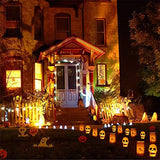 EAMBRITE 4PK 20LT Halloween Skull Pathway Lights End-connectable Skull Stake Lights Waterproof for Halloween Decorations Outdoor Yard Garden Party - Glow-Paradise