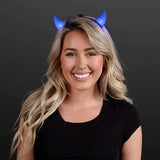 LED Light Up Devil Horns (Blue Color, 1 Quantity Per Pack) - Glow-Paradise
