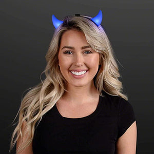 LED Light Up Devil Horns (Blue Color, 1 Quantity Per Pack) - Glow-Paradise
