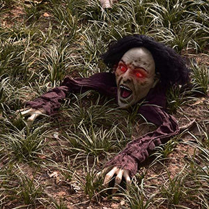 FUN LITTLE TOYS Crawling Zombie Halloween Decorations with LED Light-Up Eyes and Sound, Scary Zombie Groundbreaker Halloween Decor, Outdoor, Yard - Glow-Paradise