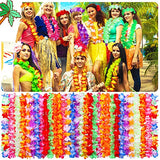 70 Counts Hawaiian Leis Bulk Luau Party Decorations Hawaiian Tropical Party Favors Lei for Adults Kids Hawaii Silk Flower Leis Necklaces Headbands Wristbands Hawaiian Luau Party Supplies Floral Leis - Glow-Paradise