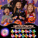Halloween Party Favors for Kids-15 Pack Halloween LED Light Up Spin Rings Fidget Toys Halloween Gifts Glow in The Dark Party Supplies Pumpkin Ghost Skeleton Bat Spider Flash Finger Gift Bag Filler - Glow-Paradise