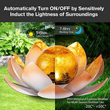 Huaxu Solar Powered Garden Lights , Outdoor Decorative Lotus Light , Art Cracked Glass Ball Metal Waterproof Solar Garden Light for Pathway, Lawn, Patio, Yard - Glow-Paradise