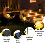 TOMBABY Solar Moon Garden Lights Crackle Glass Globe Moon Metal Yard Stake Lights,Waterproof Warm White F3 LED for Lawn, Pathway, Patio or Courtyard - Glow-Paradise