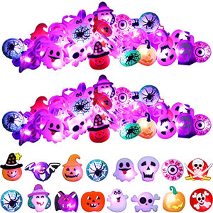 200 Pcs Halloween LED Light up Rings Glow In The Dark Pumpkin Rings Halloween Rings Toy For Kids Adults Halloween Finger Flashing Lights for Trick or Treat Halloween Party Decoration - Glow-Paradise