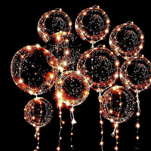 LED Light Up Bobo Baloons 10 Packs, 20 Inches Clear Helium Transparent Balloons 15 pcs, Glow in The Dark Ballons for Christmas Wedding Birthday Valentines Day Halloween Party Decoration - Glow-Paradise