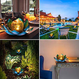Huaxu Solar Light Outdoor Metal Glass Decorative Waterproof Garden Light LED Lotus Flower Table Lamp - Glow-Paradise
