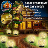 Garden Solar Lights Outdoor, 2 Packs Crack Glass Ball Solar Ground Lights, Waterproof 40 LED Solar Patio Lights for Walkway Garden, Yard, Lawm, Outdoor Decoration( (Warm White) - Glow-Paradise