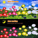 Solar Outdoor Lights 7 Rose Flowers Solar Garden Lights Garden Stake Lights Path Decorative Rose Lights for Patio Yard Pathway Landscape Enlarged Solar Panel (White) - Glow-Paradise