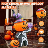 GOOSH 6 FT Height Halloween Inflatable Outdoor Pumpkin with Skull Body, Blow Up Yard Decoration Clearance with LED Lights Built-in for Holiday/Party/Yard/Garden - Glow-Paradise