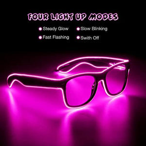 EL-Wire Aviator Shades with Sound Sensor and Clear Lens (Purple Color, 1 Per Pack) - Glow-Paradise