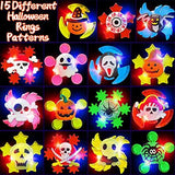 Halloween Party Favors for Kids-15 Pack Halloween LED Light Up Spin Rings Fidget Toys Halloween Gifts Glow in The Dark Party Supplies Pumpkin Ghost Skeleton Bat Spider Flash Finger Gift Bag Filler - Glow-Paradise