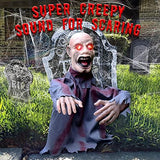 FUSPWEAO Scary Halloween Decorations Outdoor, Sound Induction Animated Zombie Halloween Groundbreaker, Halloween Motion Activated Props, Yard Animatronic Zombie Props with Glowing Eyes Creepy Sound - Glow-Paradise